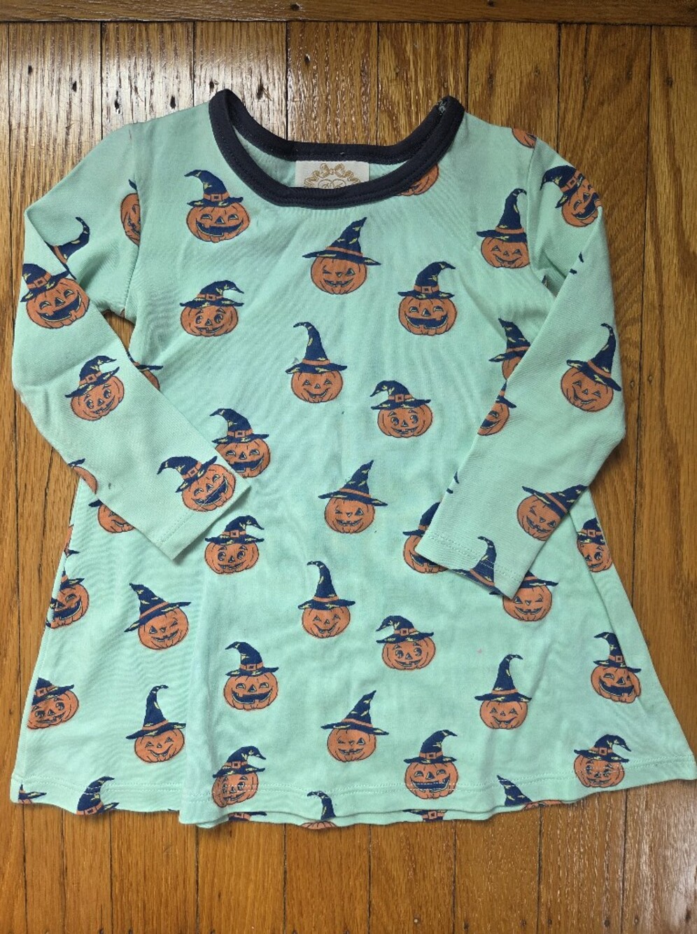 The Beaufort Bonnet Company- Pumpkin Witch Hat Dress. Mint Green 18-24 M